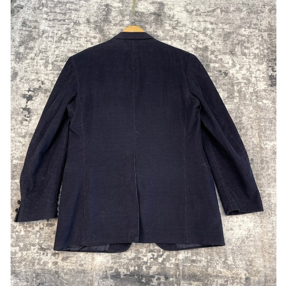 Retro Vtg 3 Piece Navy Blue Corduroy Suit 44R Blazer 40x32 Pants - Picture 7 of 12